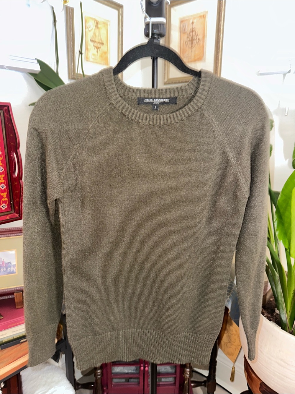 French Connection Green Lily Mozart Crew Neck Jumper - Picture 10 of 10